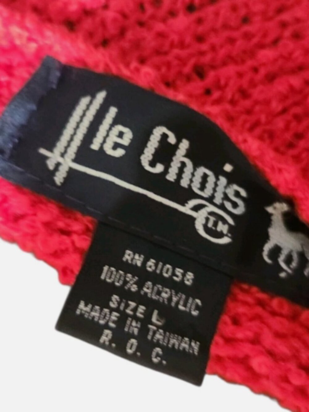 Vintage Le Chois Sweater 80s Womens Large Red Black Silver Geometric - Picture 8 of 8